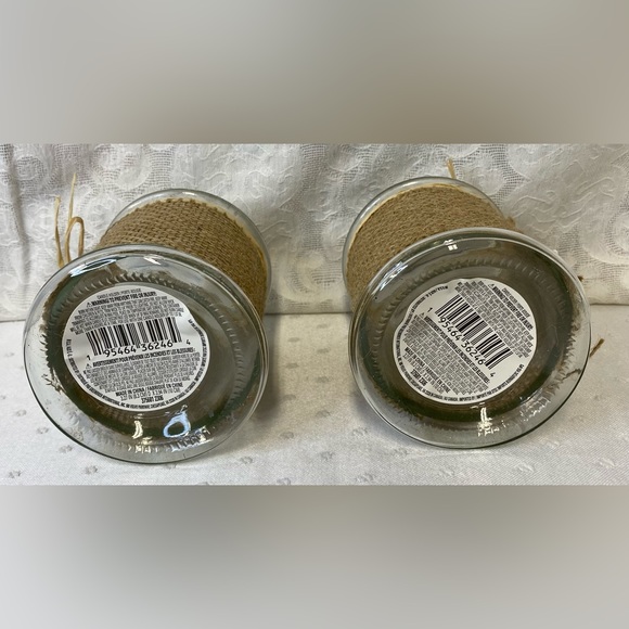 NWT Burlap & Glass Votive Candle Holders includes battery operated candle 4”x3” - Picture 4 of 5